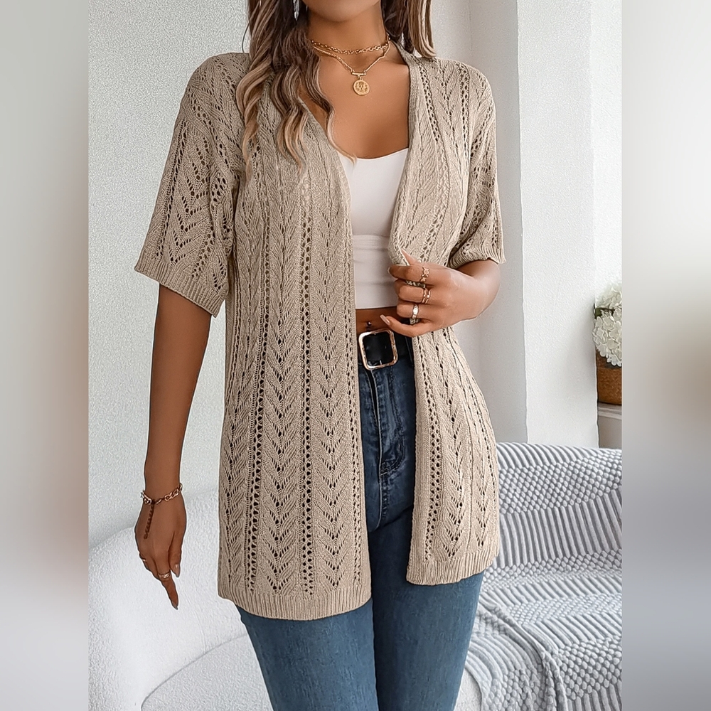 Elegant Tan Open-Front Cardigan HIT THE LIKE ♡ BUTTON FOR SALE!!